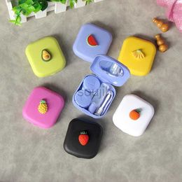 Contact Lens Accessories Mini Contact Lens Case Fashion Fruit Women Travel Kit Easy Carry Mirror Colored Contact Lenses Box Case Container d240426