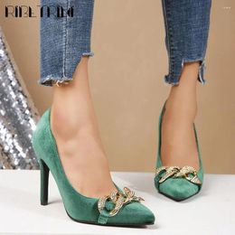 Dress Shoes RIBETRINI Brand Women Pumps Elegant Luxury Shallow Metal Pointed Toe Thin High Heel 2024 Fashion Trendy Office Lady