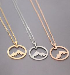 Everfast Origami Snow Mountain Pendants Necklace Maxi Colar Simple Stainless Steel Charms Chokers Necklaces Women Girls Couple Lov6927122