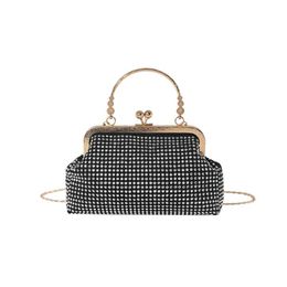 Ladies Evening Bag Bright Diamond Texture Trendy and Personalised Embedding Fashion Casual Chain Crossbody One Shoulder Handheld Shell Bag for Women