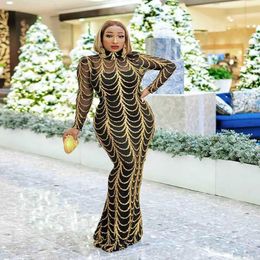 New designer African Dress Summer Lady Leisure Sexy Sequined Fshtail Skirt Fashion Temperament Street Long Sleeve