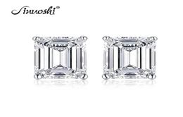 AINUOSHI Fashion 925 Sterling Silver Emerald Cut 8x10mm CZ Stud Earrings 3CT Silver Stud Earring Women Wedding Party Jewery Gift Y2192836