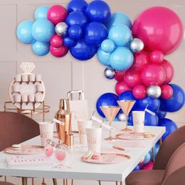 Party Decoration 94Pcs Light Dark Blue Pink Silver Latex Balloons Garland Arch Kit For Wedding Birthday Baby Shower Decorations