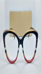 Newest Women Sexy Cateye Plank Glasses Frame 5219145 Imported FullrimPlaid Leg for Prescription Glasses fullset box6077394