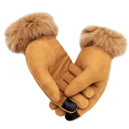Gloves OZERO Fashion Winter Warm Plus Velvet Touch Screen Mittens Gloves Rabbit Fur Cuff Outdoor Sports Motorcycle Skiing Gloves
