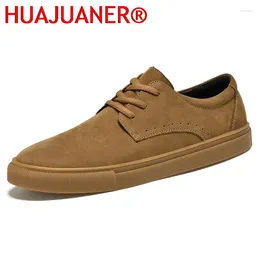 Casual Shoes Fashion Men Loafers Genuine Leather Lace-Up Low Top Snearkers Driving Slip-On Flats