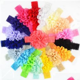 Hair Accessories Baby 18Pcs/Lot Chiffon Flower Newborn Headband Elastic Lace Bows For Girls Hairbands Girls1 Drop Delivery Kids Matern Otbjy