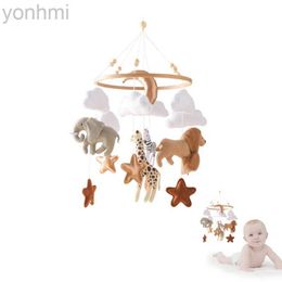 Mobiles# Baby Rattle Toy Bed Bell Wooden Mobile Bracket Zoo Theme Newborn Bed Bell Hanging Toy Crib Bracket Infant Ring The Bell Toy Gift d240426