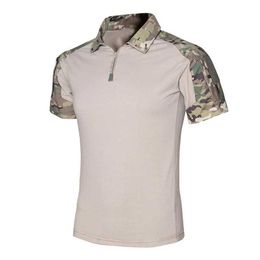 Tactical T-shirts Military tactical shirt short sleeved camouflage mens warm combat T-shirt outdoor military uniform hiking shirt top 240426