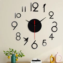 Clocks Frameless Diy Wall Mute Clock 3d Mirror Surface Sticker Home Office Decor 12hour Display Wall Clock Modern Design Wall Decor