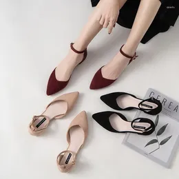 Casual Shoes 2024 Summer Women 2cm Daily Suede Female Pointed Toe Valentine Sandals Lady Prom Versatile Buckle Stap Mary Jane