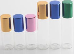48pcs Clear Glass Roller Bottles with Glass Roller Balls Perfumes Lip Balms Roll On Bottles 5ml 10ml LL