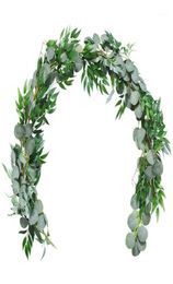 Artificial Eucalyptus Garland Faux Silk Eucalyptus Leaves Handmade Garland Greenery Wedding Backdrop Arch Wall Decoration14991946