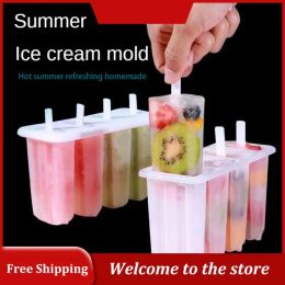 Tools Popsicle Moulds 4 Cavities Homemade Ice Cream Mould Reusable Easy Release Ice Pops Moulds Summer Kitchen Homemade Ice Cream Gadgets