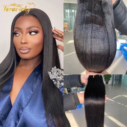 Wigs Veravicky Light Yaki 120g 160g Clip In Human Hair Extensions Full Head Clip Ins Brazilian Machine Made Remy Hair Natural Black