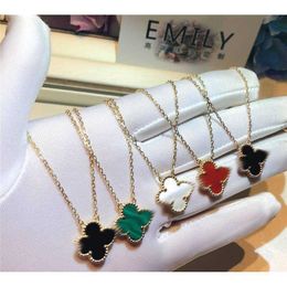 2024 Classic Four Leaf Clover Necklaces Pendants High version S925 sterling silver four leaf necklace womens three petal flower doublesided pendant collarbone ch