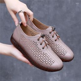 Casual Shoes Handmade Genuine Leather Ladies Flats Sneakers Shoe Women Loafers Female Hollow Moccasins White Nurses Canvas