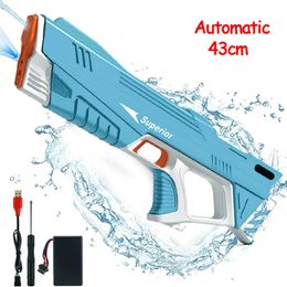 Full Electric Automatic Water Storage Gun Toys Portable Children Summer Beach Outdoor Fight Fantasy Toys for Boys Kids Game 43cm 240420