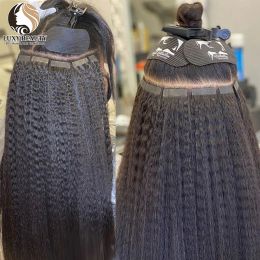 Wigs Wigs Natural Invisible Kinky Straight Tape In Human Hair Black Women Adhesive 100% Brazilian Hair 1226Inch Remy Hair