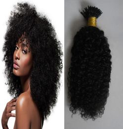 Mongolian kinky curly hair Natural Color I Tip Hair Extensions Human hair extension keratin 100g1592125