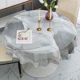 Table Cloth 140Cm circular PVC tablecloth Nordic waterproof tablecloth printed plastic coffee table mat not cleaned 240426