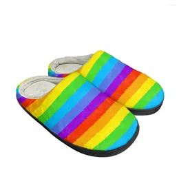 Slippers Candy Rainbow Pattern Women Men Spring Autumn Cotton Slipper Outdoor Work Breathable Convenient Flats Custom Image