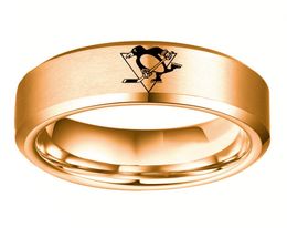8MM USA Canada The National Hockey League Pittsburgh Team Logo Titanium Steel Men039s Ring Fashion for Fans Metal Ring Jewelr5724301