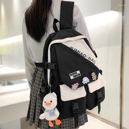 School Bags Girl Badge Travel Book Laptop Backpack Trendy Women Bag Ladies Nylon Leisure College Fashion Female Student