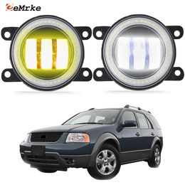 EEMRKE Led Fog Lights Assembly 30W/ 40W for Ford Freestyle SEL/SE/Limited D219 2005-2009 with Clear Lens + Angel Eyes DRL Daytime Running Lights 12V PTF Car Accessories