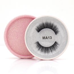 1 Pair/box 3D Flexibility Transparent stem False eyelash 100% Pure Handmade Silk Protein Lashes with Pink Gift Box