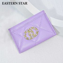 Carteiras Pu Bolsa de Cartão Curto Smão Pequeno Vento Lingge 2023 Novo Ultra Fin Card Caso Cartão de visita Genuine Leather Mini Change Bag Trendy