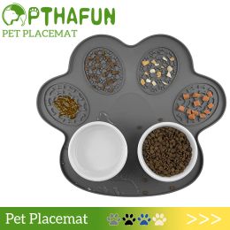 Feeding Pet Placemat Silicone For Dog Food bowl Mat Cat Feeding Mat Waterproof Paw Print Pet Lick Pad Dog Feeder Supplies