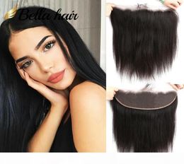 HD Lace Frontal 13x4 Bleached Knots Straight Peruvian Brazilian Indian Malaysian Human Hair Frontals Natural Colour Bella Hair 2024220