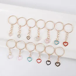 Keychains 13pcs Fashion Leisure Love Heart Keychain Cute Alloy Drips Oil Key Chain Ring Purse Bag Backpack Charm Party Favors Accessories