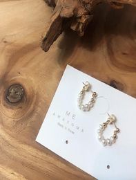 SRCOI Elegant White Geometric Natural Freshwater Double Side Earrings Women Girl Wedding Bride Party Pearl Chain Earrings New9415687