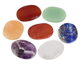 DingSheng Natural crystal quartz oval slice amethyst obsidian agate Palm stones round crystal flat Tumbled energy stone Reiki Heal8384656