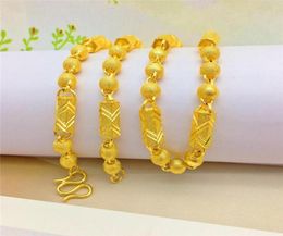 Fashion Luxury Chains Necklace Hexagon Shape Bead Necklace for Men039s Ornament Chain 14K Yellow Gold Jewelry No Fade2618104