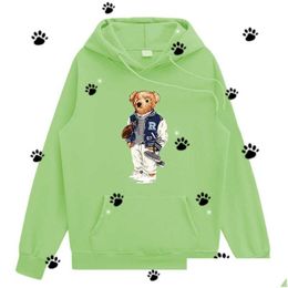 Mens Hoodies Sweatshirts New Designer Teddy Bear Rugby Play Hard Printed Uni Crewneck Heavy Blend Crew Neck Loose Long Sleeve Autumn D Dhz8P