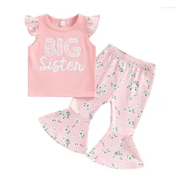 Clothing Sets Girls Flare Outfit Strap Ruffle Button Crop Cami Top Bell-Bottoms Leggings Pants Summer Toddler Hippie