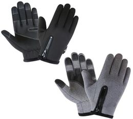 Mens Women039s Long Finger Thermal Fleece Gloves Windproof and Waterproof Touch Screen Antislip Outdoor Padded Zipper Gloves8670551