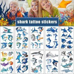 Tattoo Transfer 10 Pack Fake Tattoo Stickers Cartoon Temporary Tattoos Kids Arm Tattoos for Kids Shark Ocean Fun Party Tattoo Stickers 240426