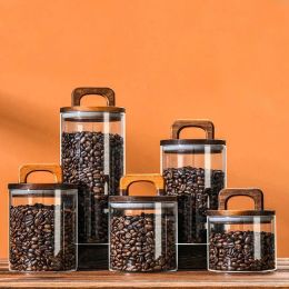Jars Large Capacity Glass Sealed Jar Vacuum Bottles Coffee Beans Transparent Storage Boxes Candy Kitchen Food Container Organiser