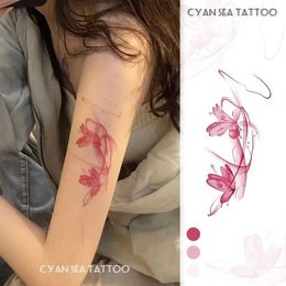 Tattoo Transfer Y2K Pink Butterfly Temporary Tattoos for Women Arm Romantic Sakura Waterproof Tattoo Stickers Art Lasting Sexy Fake Tattoo 240426