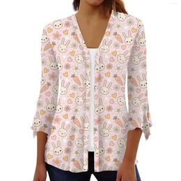 Women's T Shirts & Blouses Unique Fashion Easter Printed Women Casual V-Neck 3/4 Sleeves With Prints Ropa Mujer