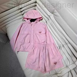 Women's Tracksuits designer South Oil Direct Summer New Triangle Label Hooded Zipper Sweater Coat High Waist Shorts Casual Sports Set P64D