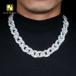 Iced out fashion cuban link chains 18mm vvs moissanite diamond silver cuban necklaces custom flower design hip hop cuban chain