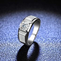 Sier 925 Sterling Plated Moissanite Ring Simple Big Boss Mens Ring Wedding Ring Tiktok Jewellery Live