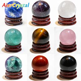 Natural Crystal Ball Rose Quartz Polished Reiki Healing Lazuli Amethyst Stone Sphere Desk Home Decor Souvenirs 1pc 240418