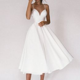 Elegant Formal Wedding Guest Long Dresses for Women Summer White Sexy Slip Backless Ball Gown Swing Party Midi Dress 240418