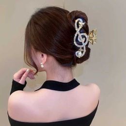 Clamps Fashion Zircon Hair Clip for Women Elegant Musical Notes Hairgrips Korean Large Hair Claw Clips Girls Hairpins Hair Accessories Y240425